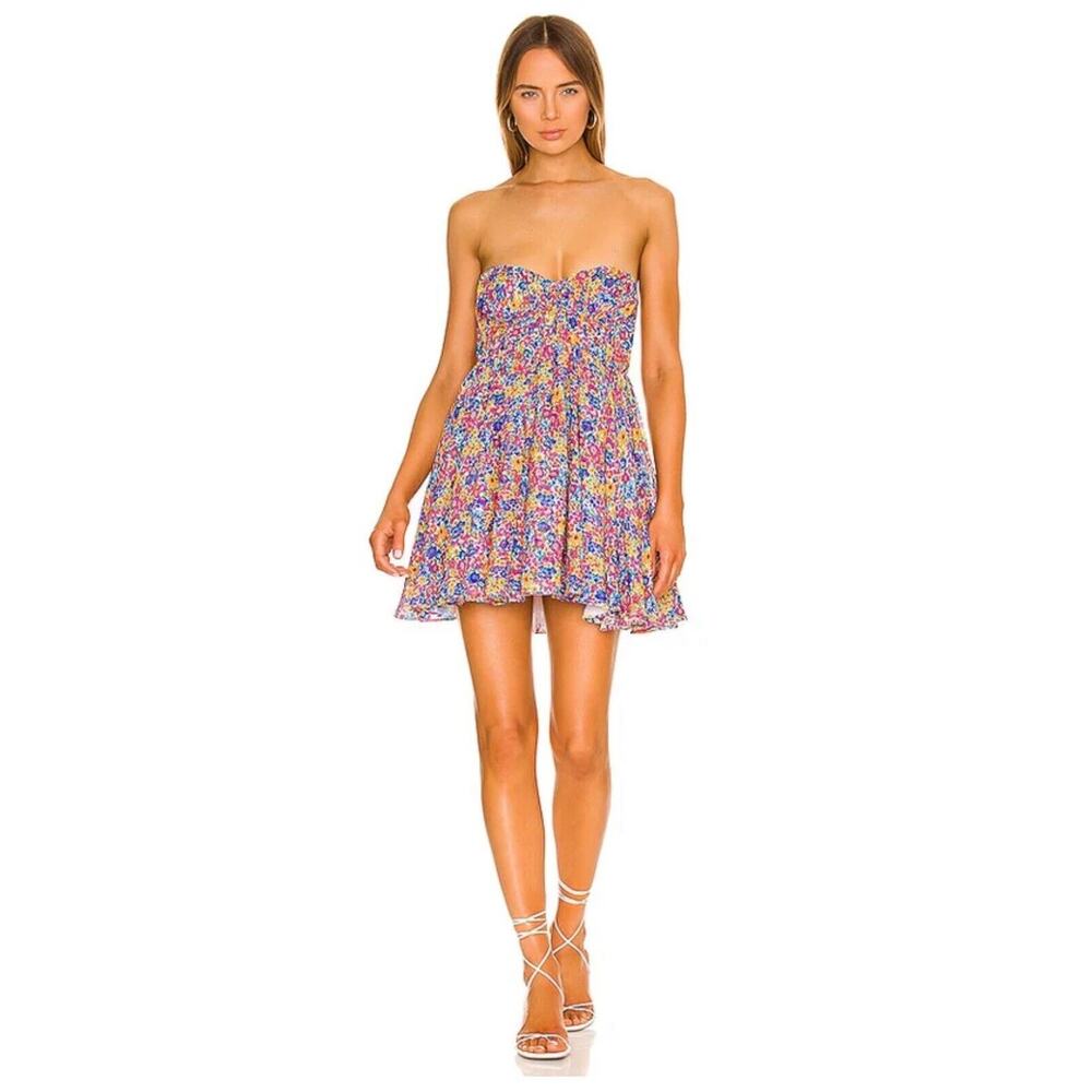 Free People Love and Lemons Sasha Strapless Mini Dress Size Large Floral New